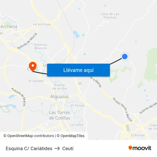 Esquina C/ Cariátides to Ceutí map