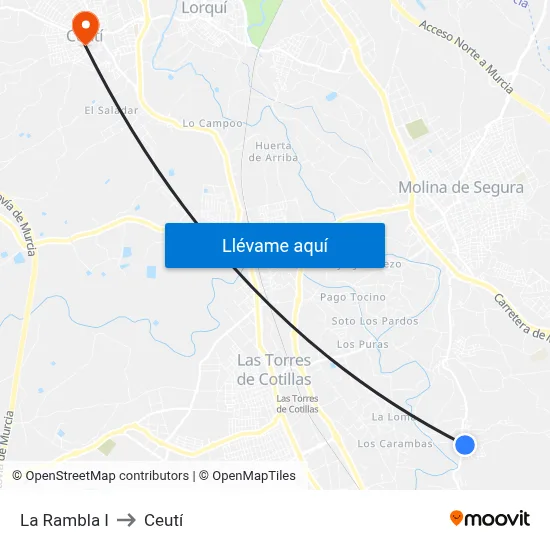 La Rambla I to Ceutí map