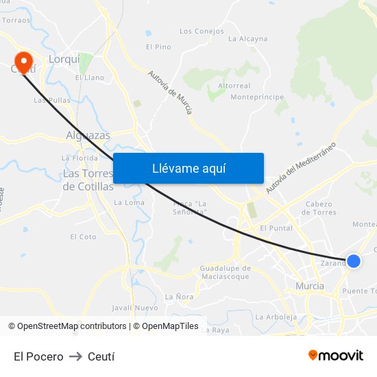 El Pocero to Ceutí map