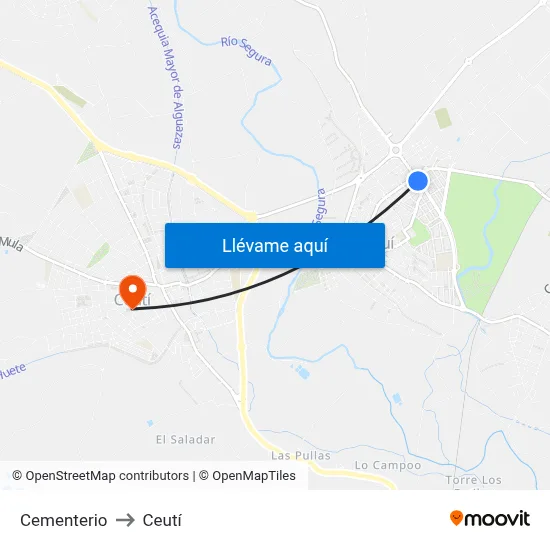Cementerio to Ceutí map