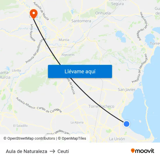 Aula de Naturaleza to Ceutí map