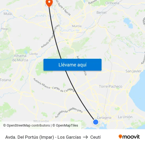 Avda. Del Portús (Impar) - Los Garcías to Ceutí map