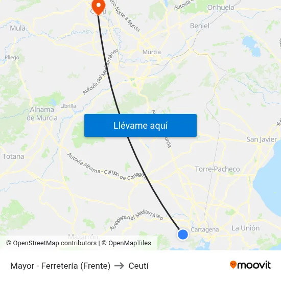 Mayor - Ferretería (Frente) to Ceutí map