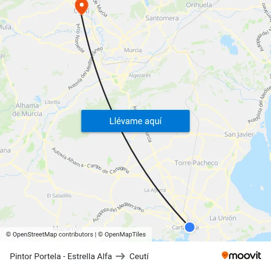 Pintor Portela - Estrella Alfa to Ceutí map