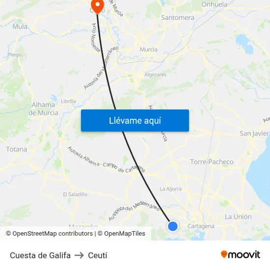 Cuesta de Galifa to Ceutí map