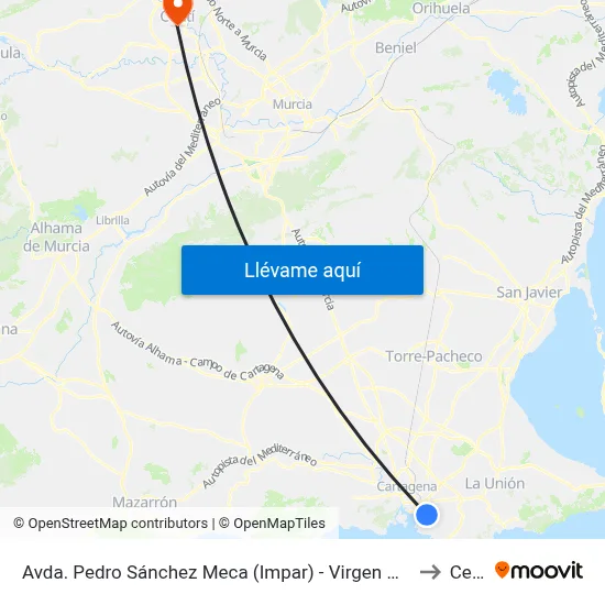 Avda. Pedro Sánchez Meca (Impar) - Virgen Del Rosario to Ceutí map