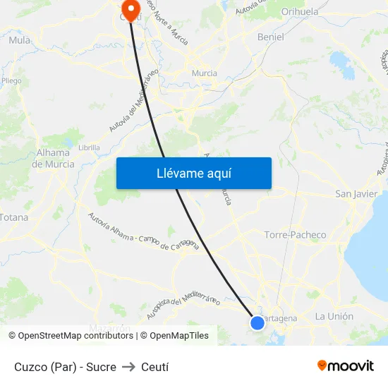 Cuzco (Par) - Sucre to Ceutí map
