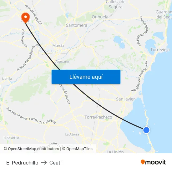 El Pedruchillo to Ceutí map