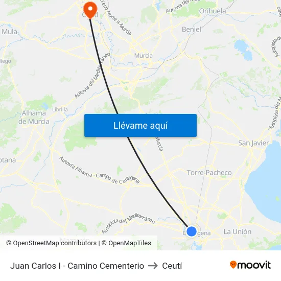 Juan Carlos I - Camino Cementerio to Ceutí map