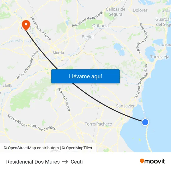 Residencial Dos Mares to Ceutí map