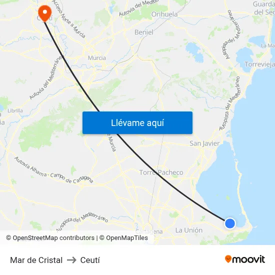 Mar de Cristal to Ceutí map