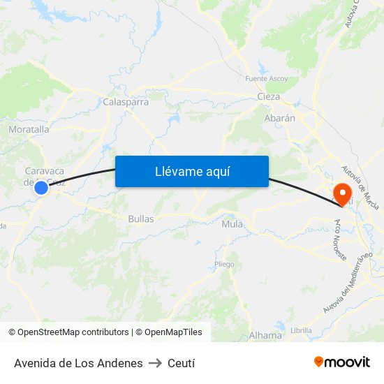 Avenida de Los Andenes to Ceutí map