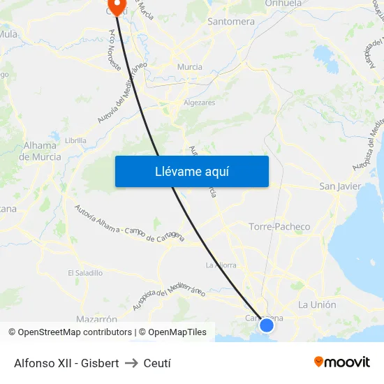 Alfonso XII - Gisbert to Ceutí map