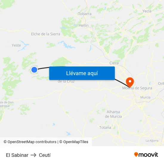 El Sabinar to Ceutí map