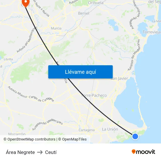 Área Negrete to Ceutí map