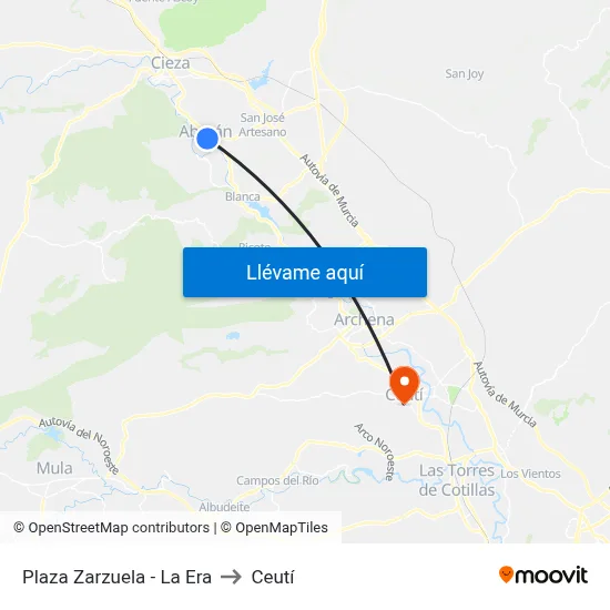 Plaza Zarzuela - La Era to Ceutí map