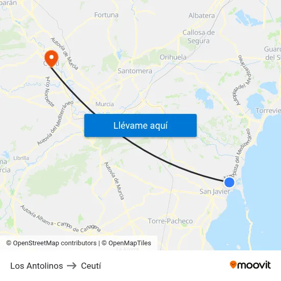 Los Antolinos to Ceutí map