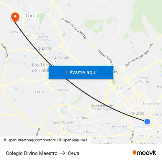 Colegio Divino Maestro to Ceutí map