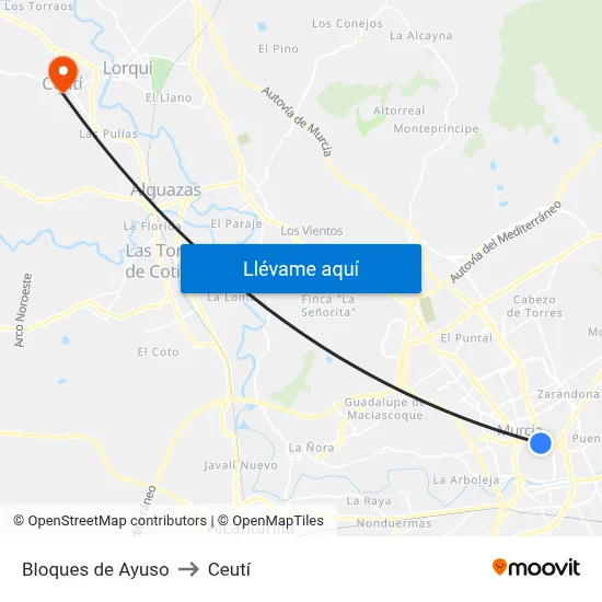 Bloques de Ayuso to Ceutí map