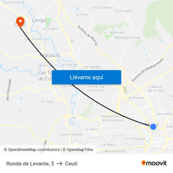 Ronda de Levante, 5 to Ceutí map