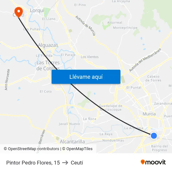 Pintor Pedro Flores, 15 to Ceutí map