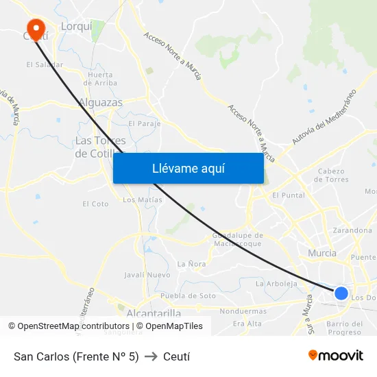 San Carlos (Frente Nº 5) to Ceutí map
