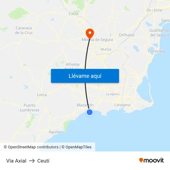 Vía Axial to Ceutí map