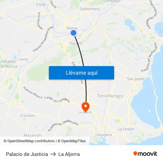 Palacio de Justicia to La Aljorra map