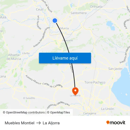 Muebles Montiel to La Aljorra map