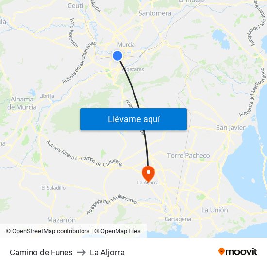 Camino de Funes to La Aljorra map