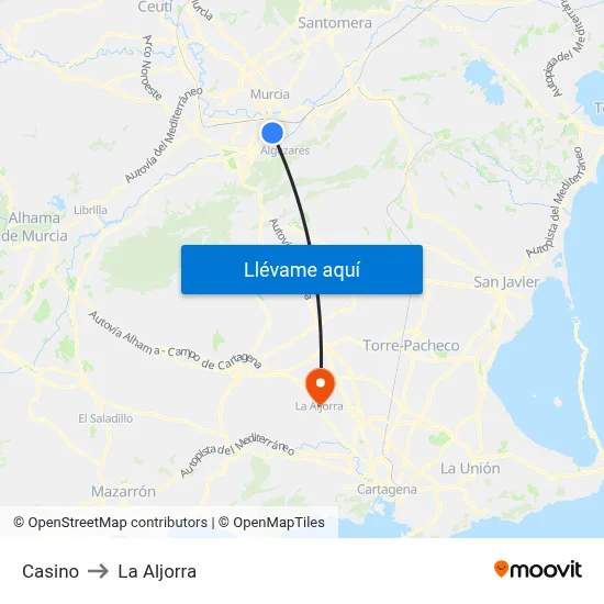 Casino to La Aljorra map