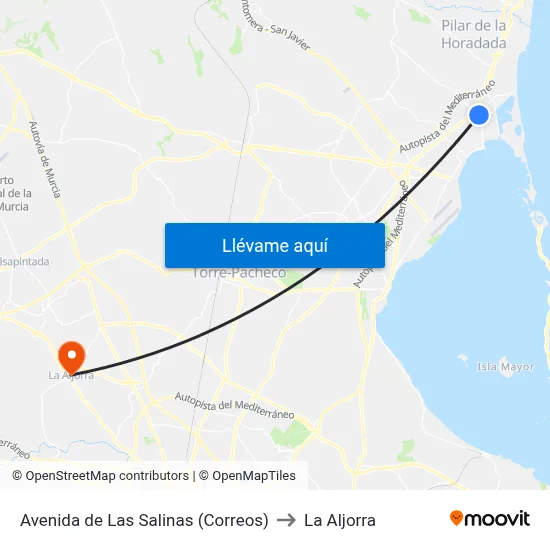 Avenida de Las Salinas (Correos) to La Aljorra map