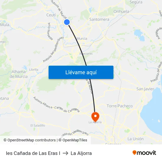 Ies Cañada de Las Eras I to La Aljorra map