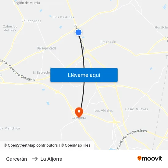 Garcerán I to La Aljorra map