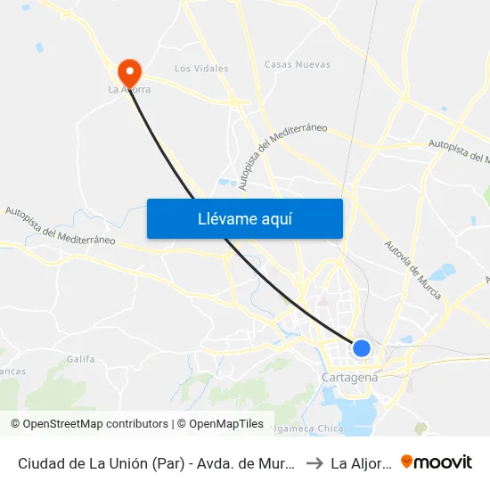 Ciudad de La Unión (Par) - Avda. de Murcia to La Aljorra map