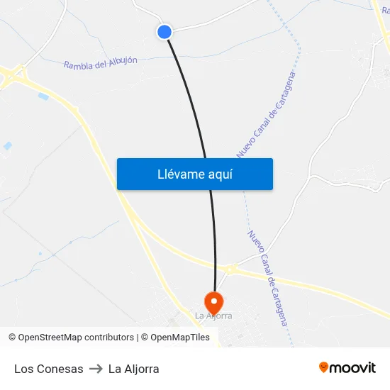 Los Conesas to La Aljorra map