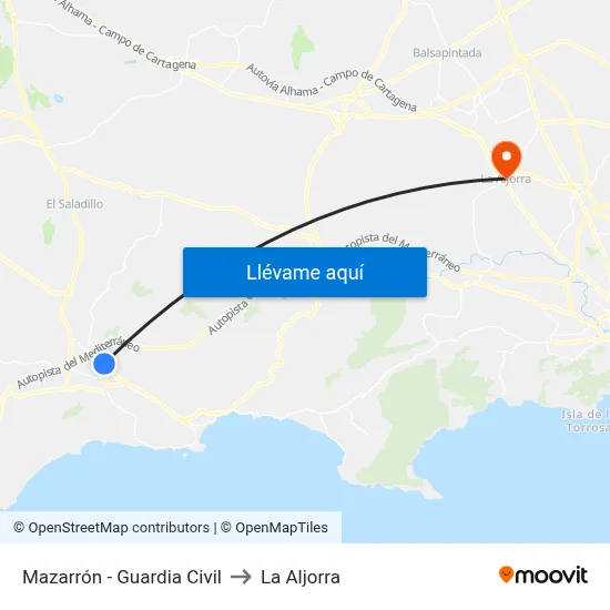 Mazarrón - Guardia Civil to La Aljorra map