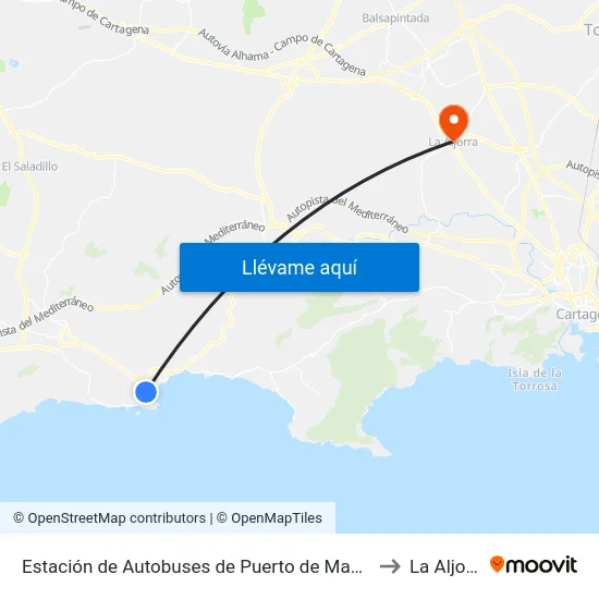 Estación de Autobuses de Puerto de Mazarrón to La Aljorra map