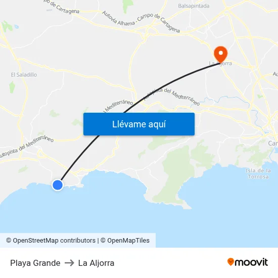 Playa Grande to La Aljorra map