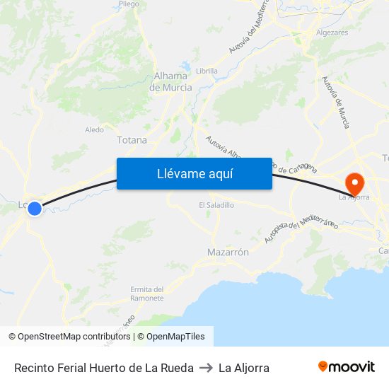 Recinto Ferial Huerto de La Rueda to La Aljorra map