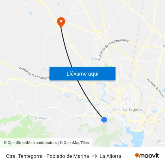 Ctra. Tentegorra - Poblado de Marina to La Aljorra map