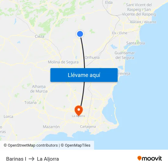 Barinas I to La Aljorra map