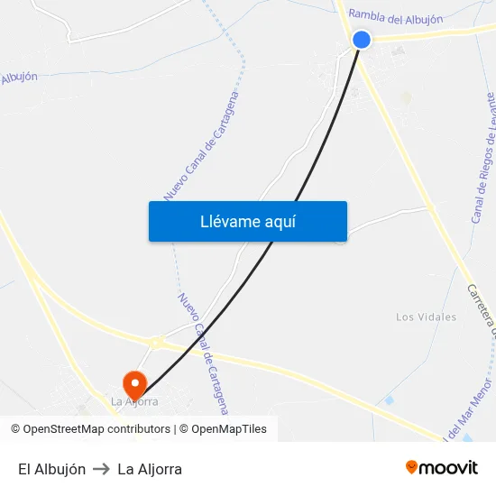 El Albujón to La Aljorra map