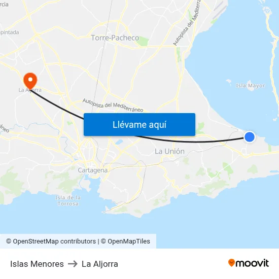 Islas Menores to La Aljorra map