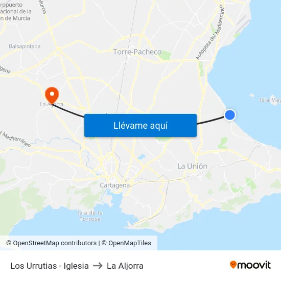 Los Urrutias - Iglesia to La Aljorra map