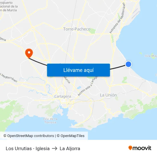 Los Urrutias - Iglesia to La Aljorra map