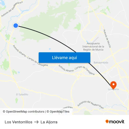 Los Ventorrillos to La Aljorra map