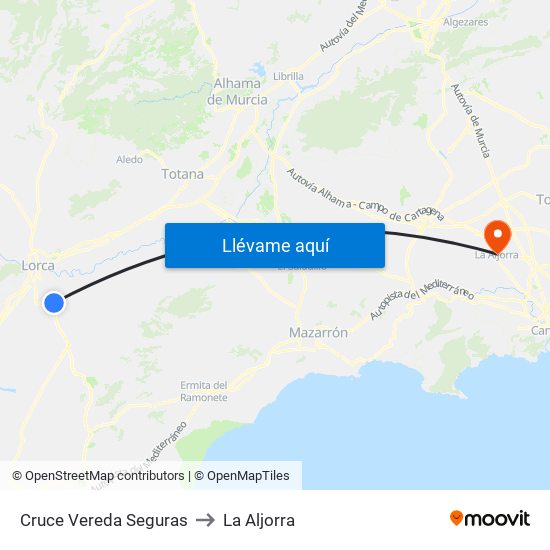 Cruce Vereda Seguras to La Aljorra map