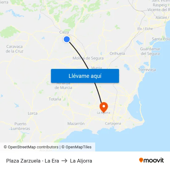 Plaza Zarzuela - La Era to La Aljorra map