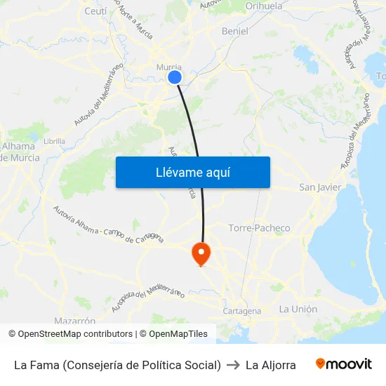 La Fama (Consejería de Política Social) to La Aljorra map